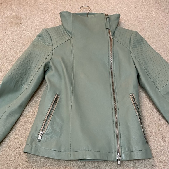Mackage Gabby Classic Leather Jacket in Mint - Picture 11 of 13